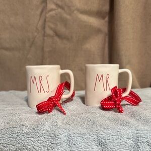 Rae Dunn MR. and MRS. Ornament Mug Set with Red Ribbon